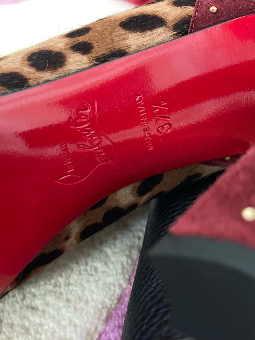 NEW Christian Louboutin Me In The 90s Leopard Red Black Leather Ankle Boots 37.5